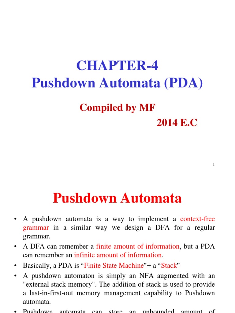CH4 Pda1 PDF Theoretical Computer Science Theory Of Computation