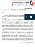 Devoir N°1 3ASLLE Français PDF