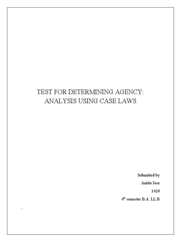 Test for determining agency analysis using case laws pdf law of