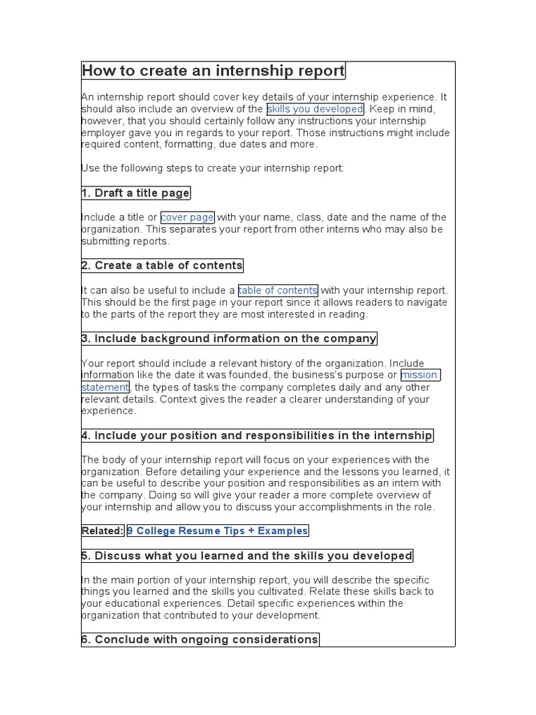 Intern Ship Formatt Internship Report | PDF | Experience | Job Hunting