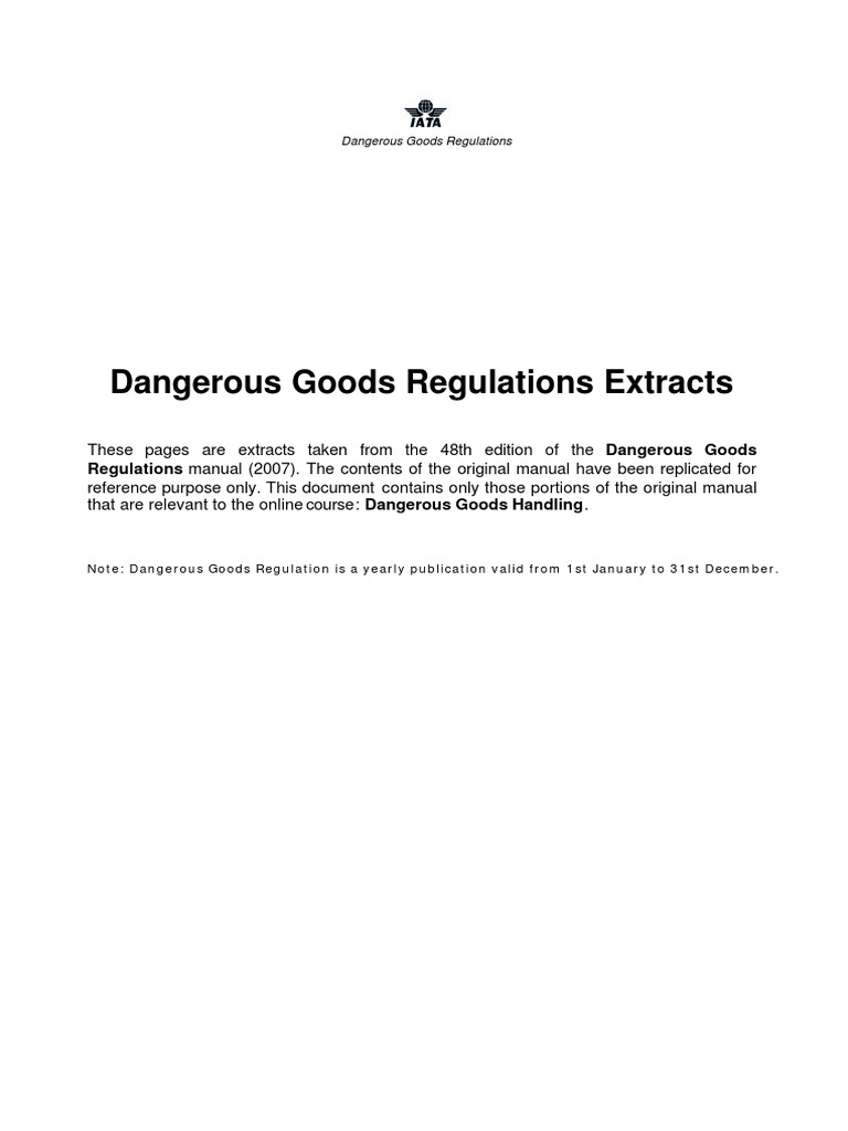 IATA Dangerous Goods Handling - Extracts | PDF | Dangerous Goods | Cargo