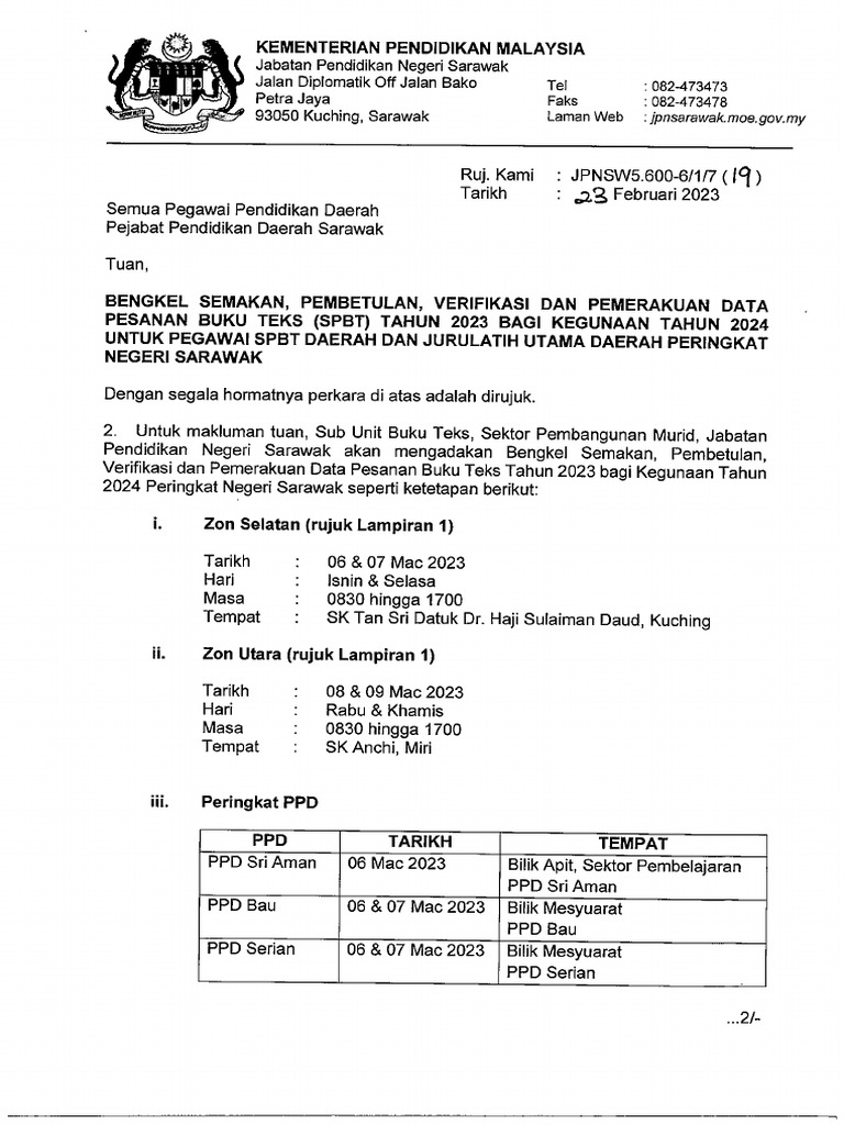 SPBT Surat Bengkel Semakan Pembetulan Verifikasi Data Pesanan SPBT 2023 ...