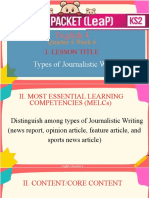 English 4 Quarter 4 Week 6 Types of Journalistic Writing  