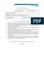 Atividade 1 - Cdac - Algebra Linear - 54 - 2022 PDF