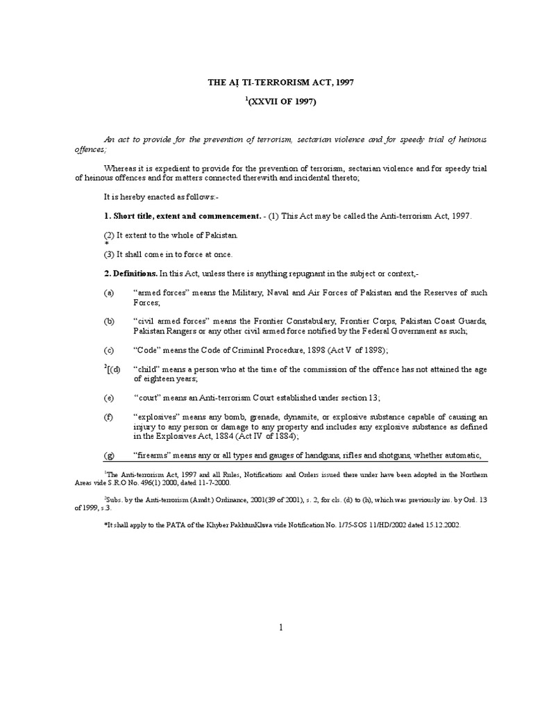 The an ti terrorism act 1997 xxvii of 1997 pdf detention