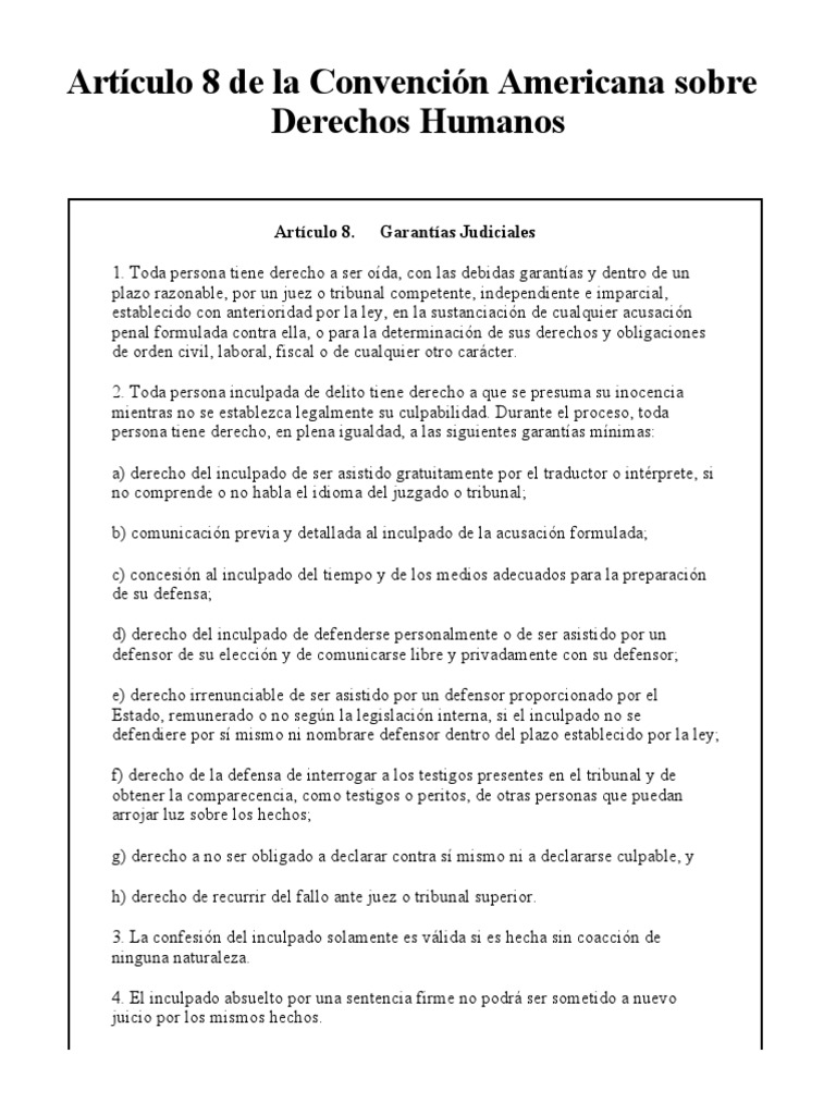 Artículo 8: Garantías Judiciales CADH | PDF | Debido al proceso ...