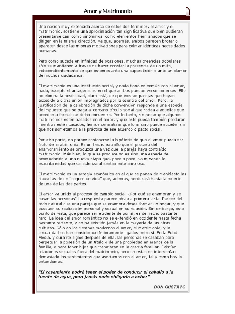 Amor y Matrimonio: Mitos y Realidades | PDF | Amor | Matrimonio