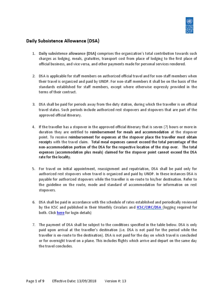 Admin Service Duty Travel Daily Subsistence Allowance (DSA) PDF