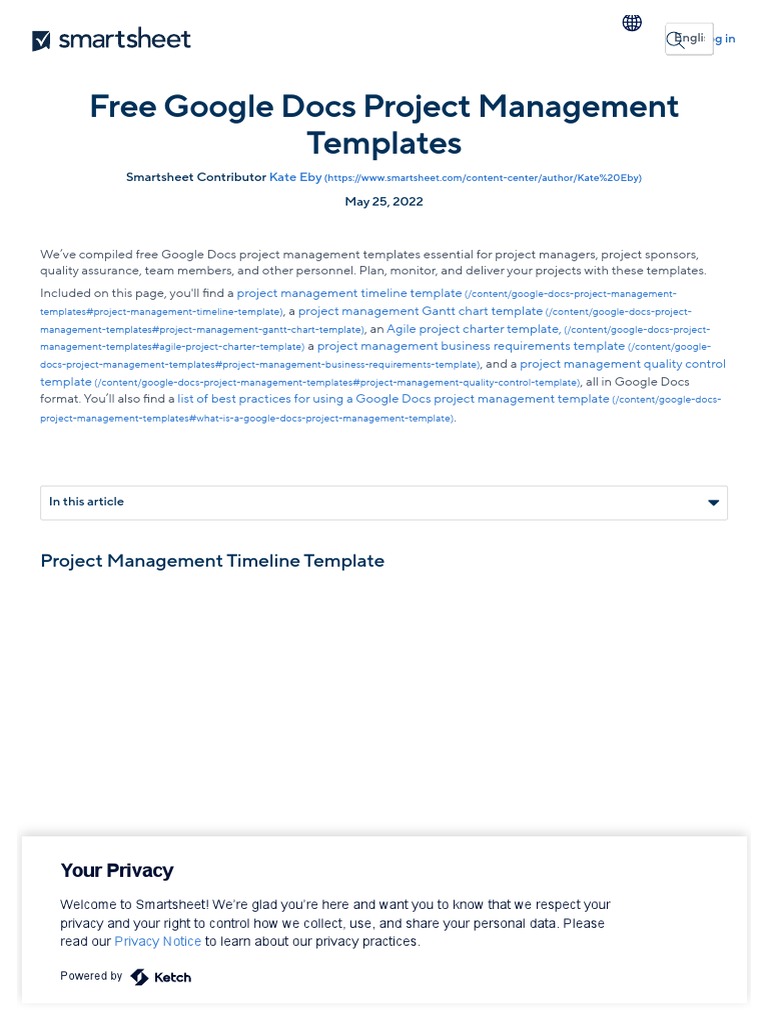 Free Google Docs Project Management Templates - Smartsheet | PDF | Project  Management | Privacy
