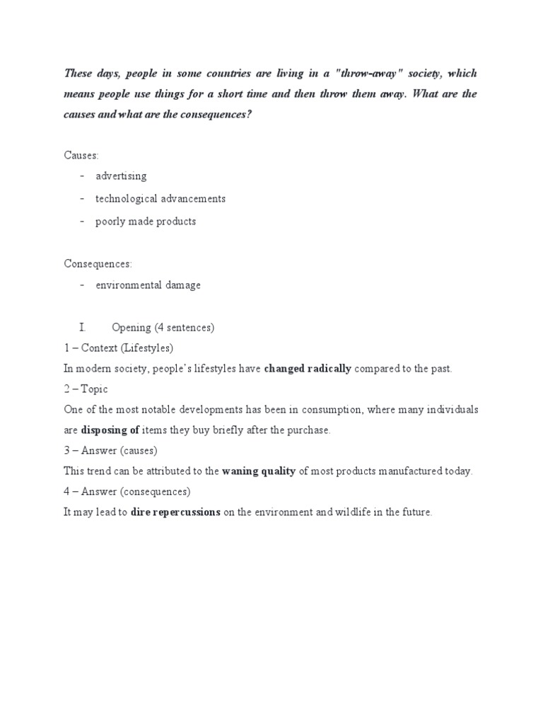 (SAMPLE 1) A ThrowAway Society PDF Pollution Nature