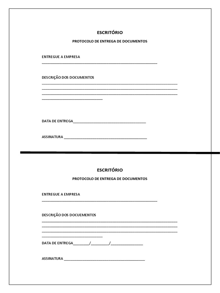 Protocolo de Entrega de Documentos | PDF | Finanças e Administração de ...
