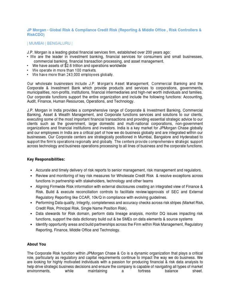 Analysis of a Job Posting for Risk and Compliance Roles within the ...