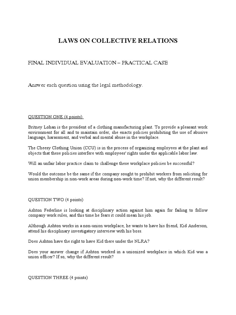 Labor Law Collective Relations Analysis | PDF | Strike Action | Private Law