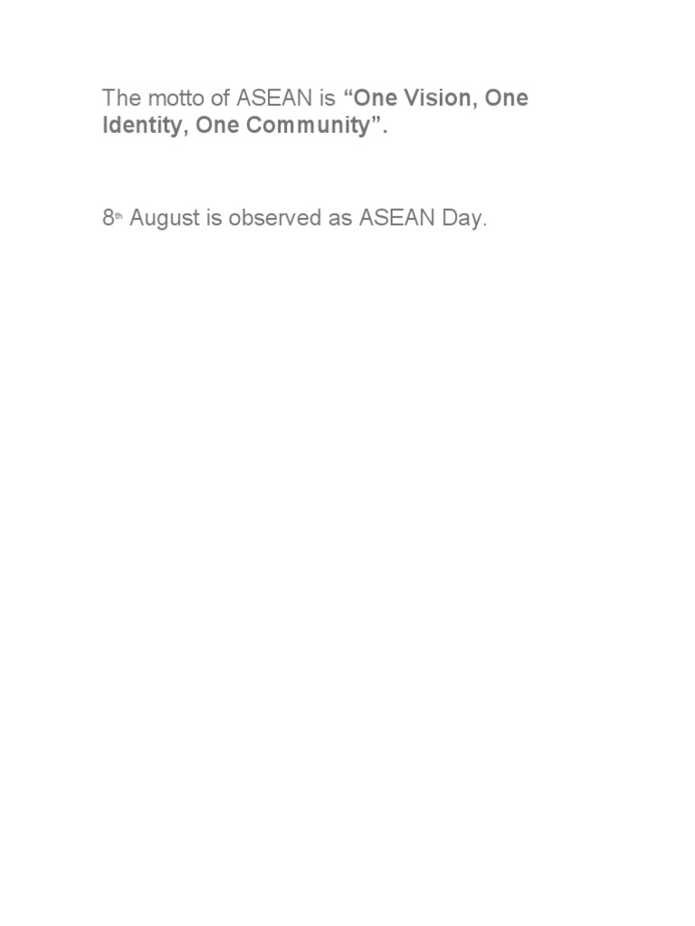 Asean s vision of unity commemorating asean day and the bloc s motto