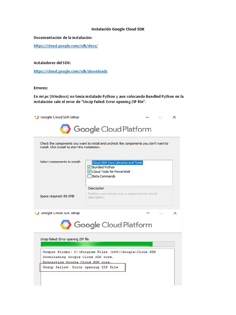 Instalación y configuración de Google Cloud SDK | PDF