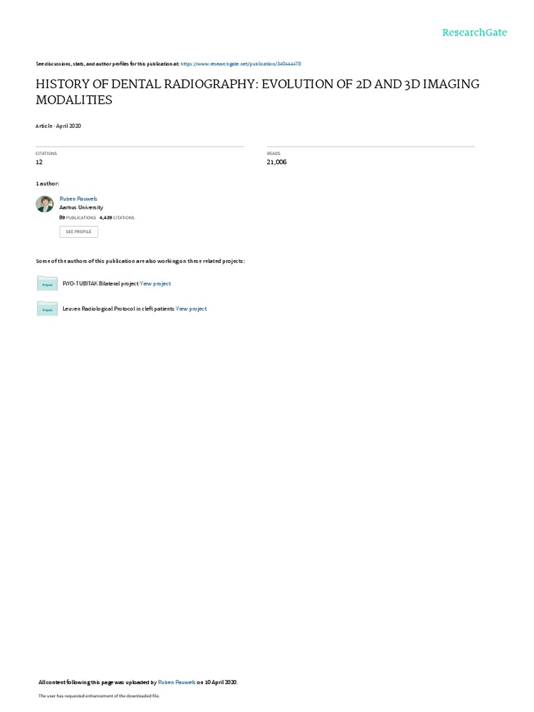 Dental Radiography Evolution | PDF | Radiography | X Ray