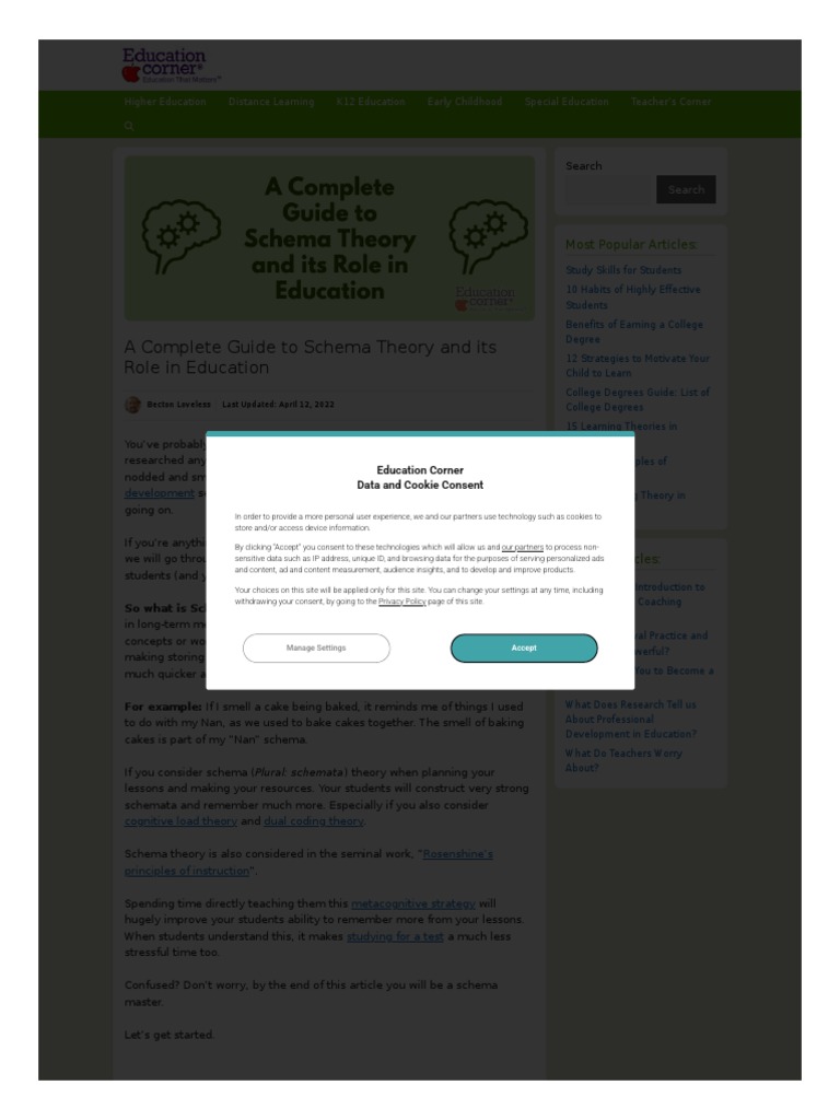 Schema Theory | PDF | Schema (Psychology) | Expert