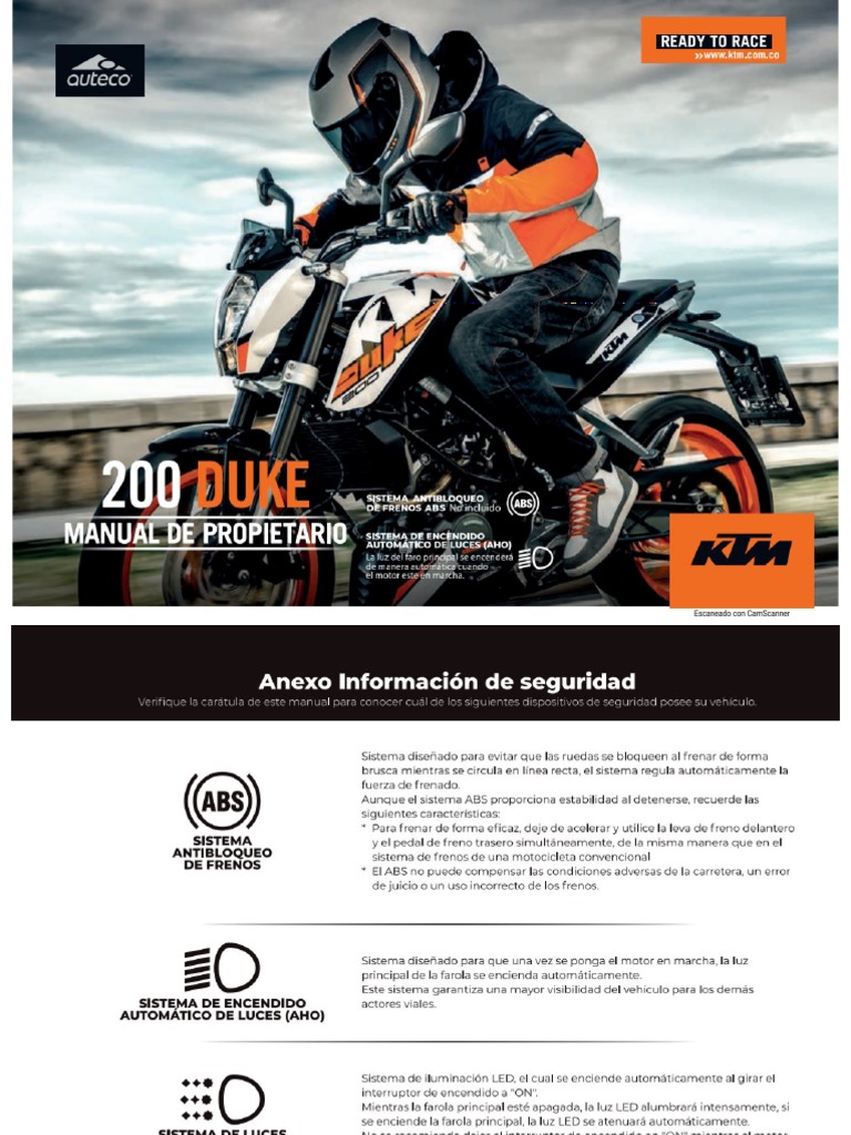 Manual de Garantia Y Mantenimiento KTM 200 Duke PDF | PDF