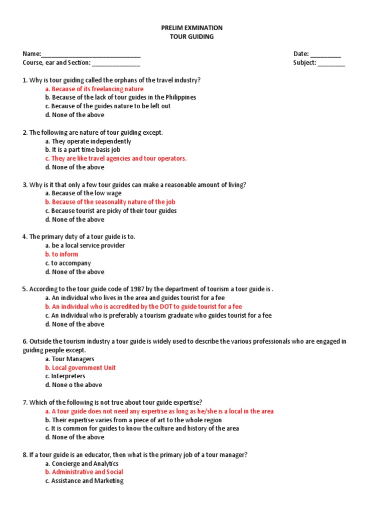 Tour Guide Duties & Responsibilities PDF Tourism