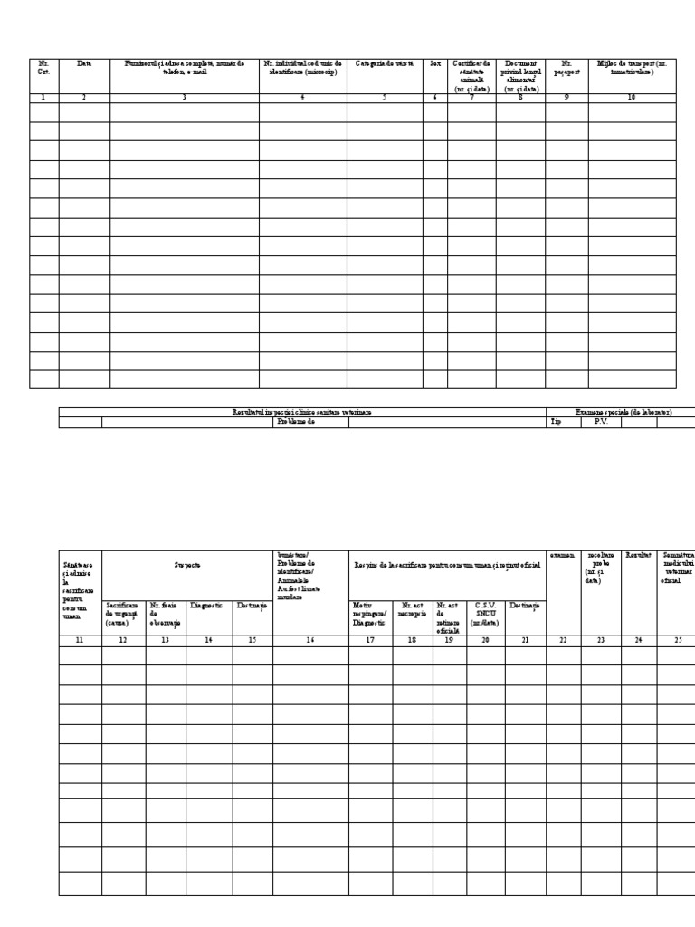 Registru Inspectie Ante Mortem | PDF