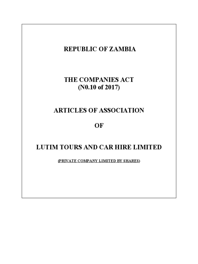 Articles of Association for Lutim Tours | PDF | Stocks | Dividend