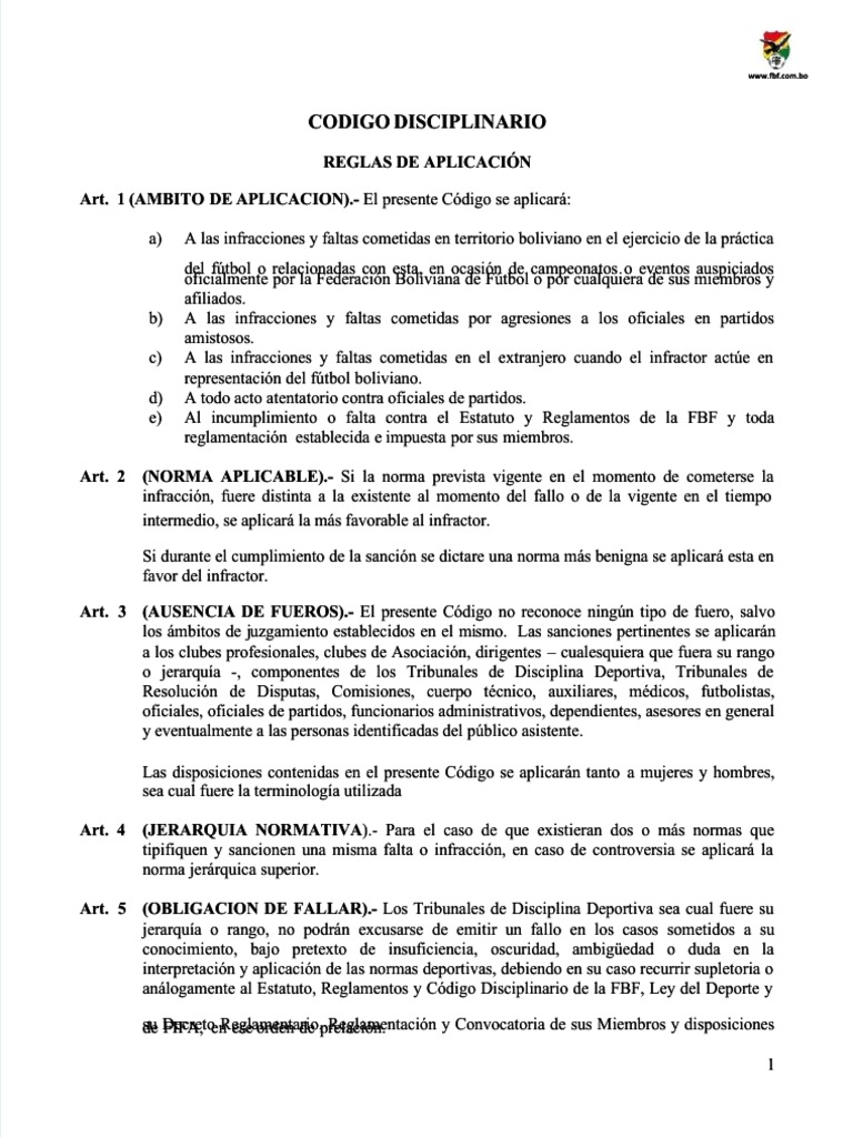 PDF Codigo Disciplinario FBF Compress | PDF | Asociación de Futbol ...