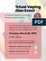 Brockton Parent Education Flyer Vaping Presentation 3-30-23