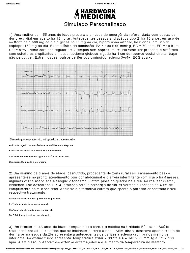 Simulado Clinica Medica, PDF, Tuberculose