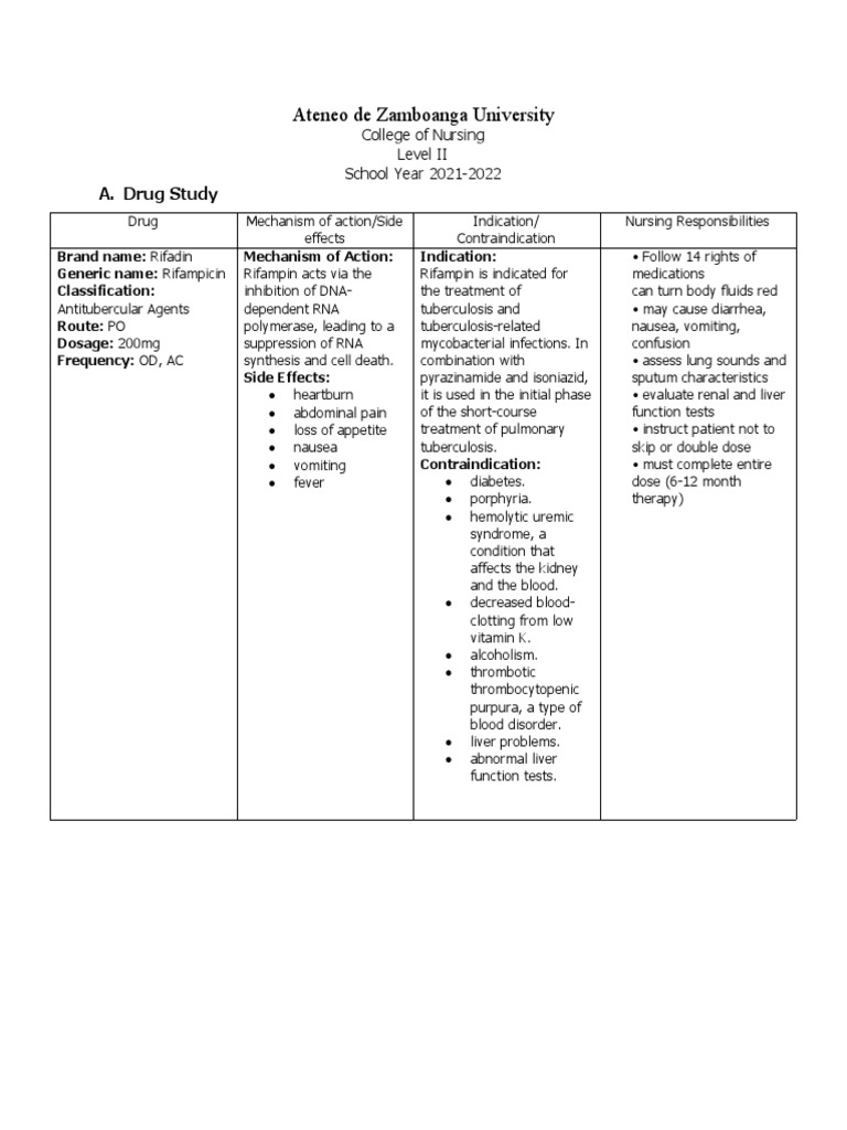 Drug Study Rifampicin | PDF | Health Care | Causes Of Death