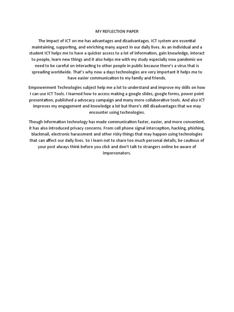 My ICT Reflection: Impact and Insights | PDF