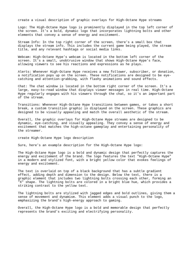 Twitch Streamer Personality HighOctane Hype PDF Logos Brand