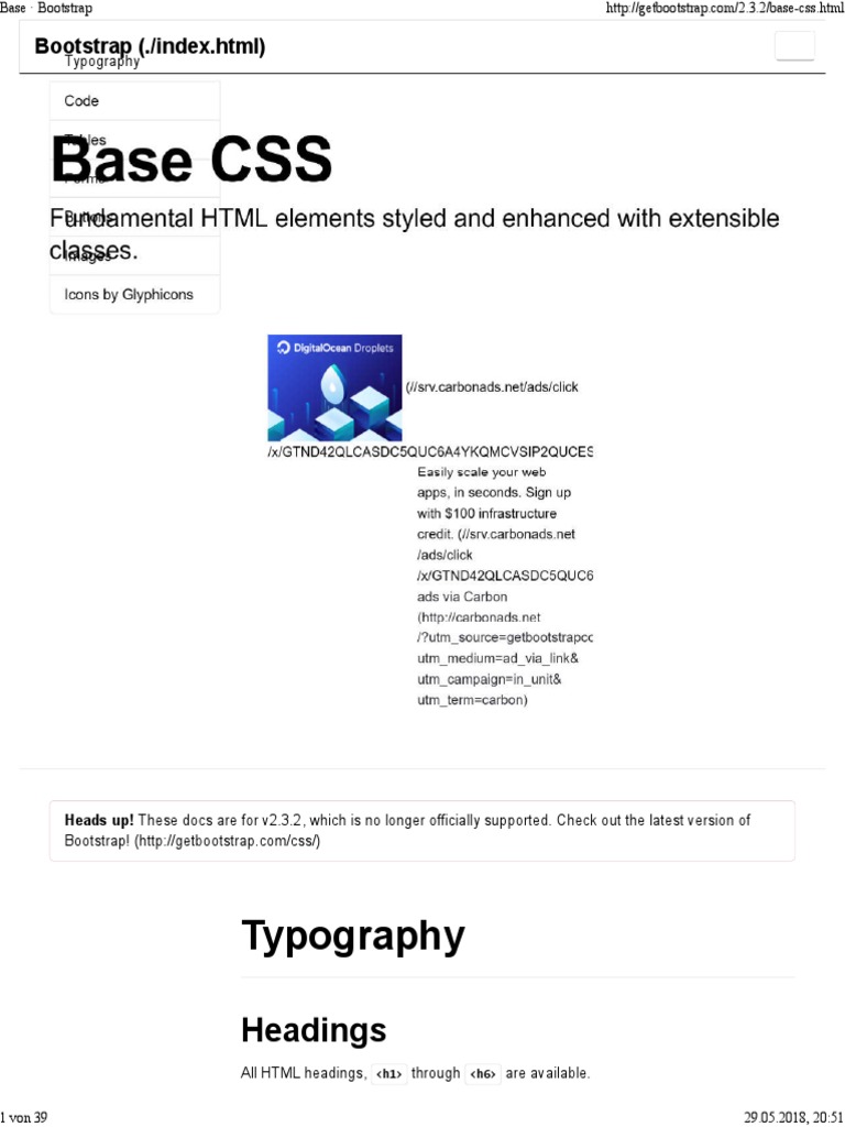 CSS Uebersicht Bootstrap | PDF | Html Element | Bootstrap (Front End ...