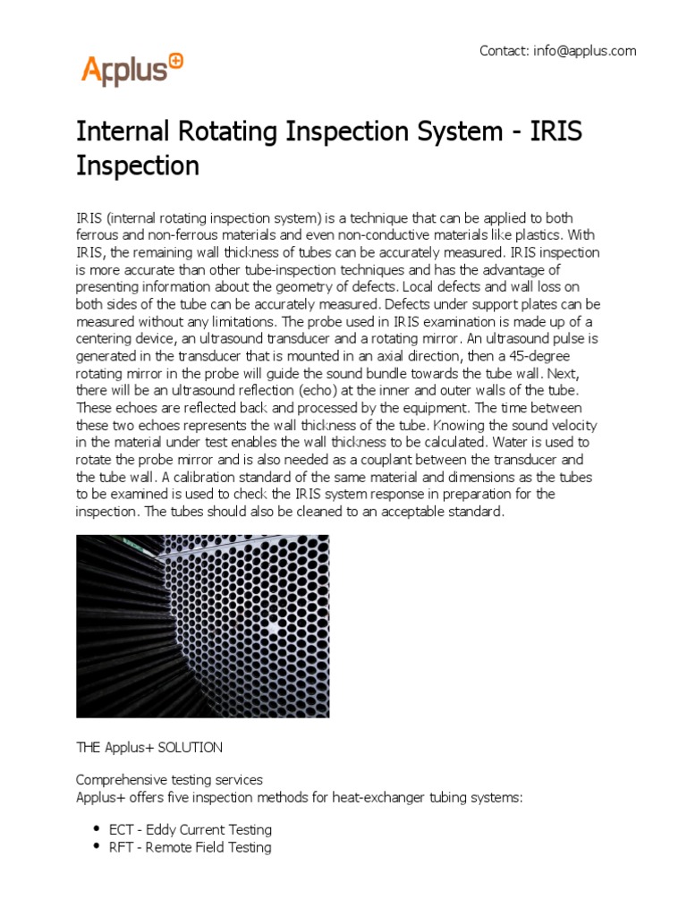 IRIS Inspection for Tube Integrity | PDF | Boiler | Heat Exchanger