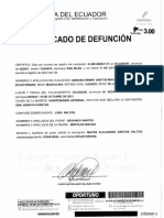 Certificado de Defunción: .República Del Ecuador