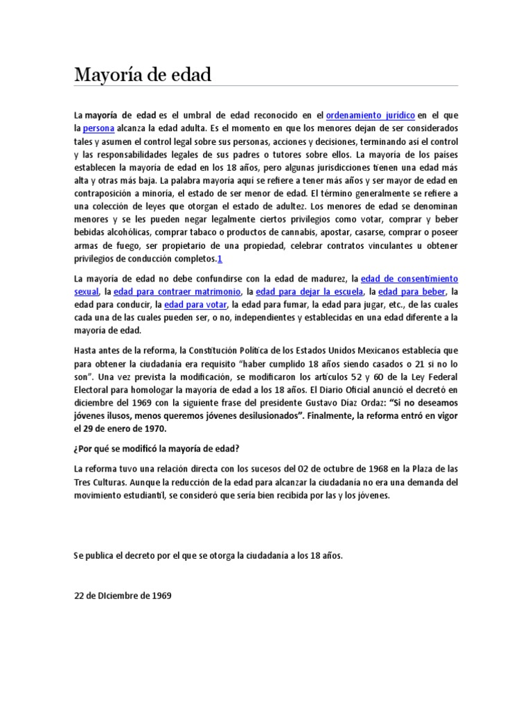 Mayoría de Edad: Normativas en América Latina | PDF | Gobierno | Justicia
