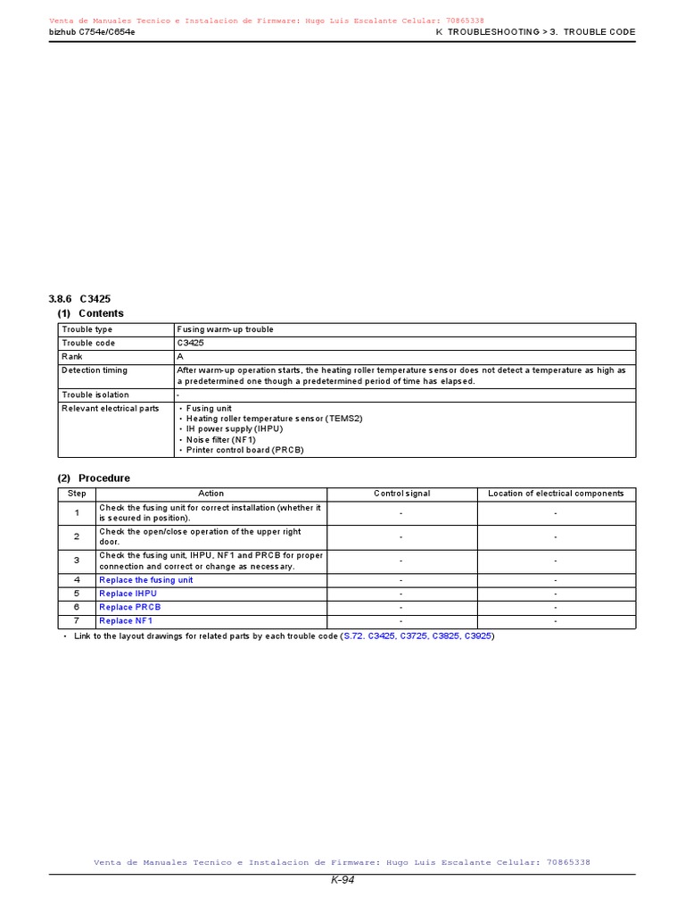 C3425 Error Troubleshooting Guide | PDF | Power Supply | Computing