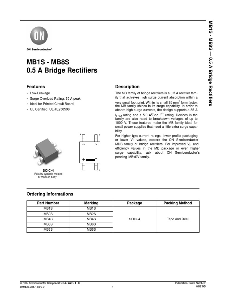 Arrestor 100MBON - Semiconductor-MB8S-datasheet PDF | PDF | Rectifier ...