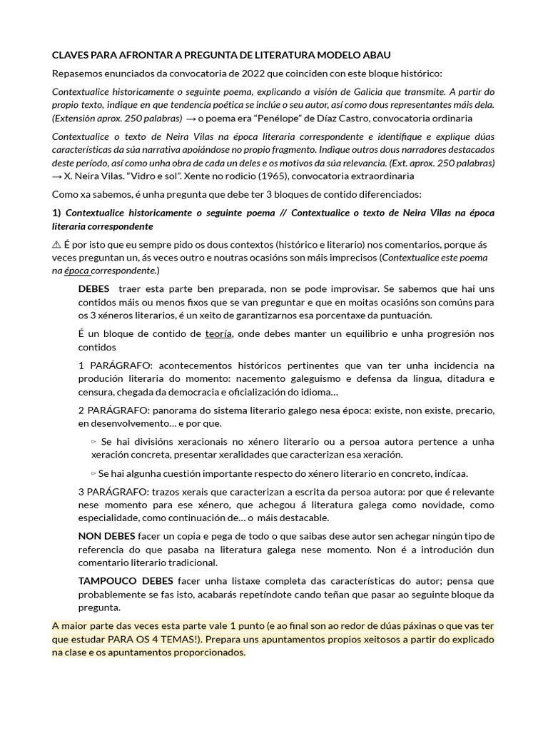 Claves para Afrontar A Pregunta de Literatura Modelo Abau PDF | PDF