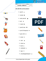 School Supplies Matching Activity