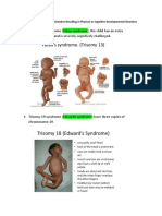 Common Chromosomal Disorders Resulting in Physical or Cognitive Developmental Disorders