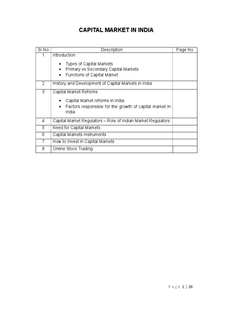Overview of India's Capital Market | PDF | Financial Markets ...