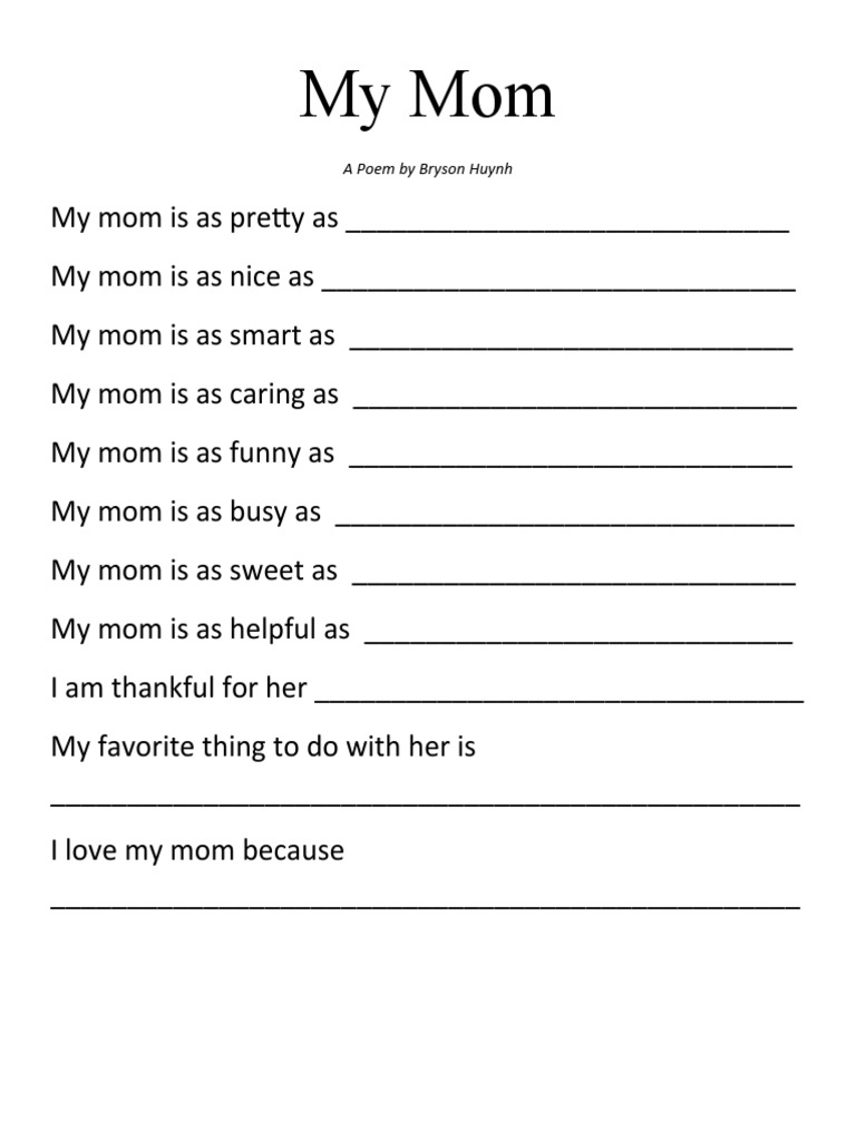 My Mom Poem | PDF