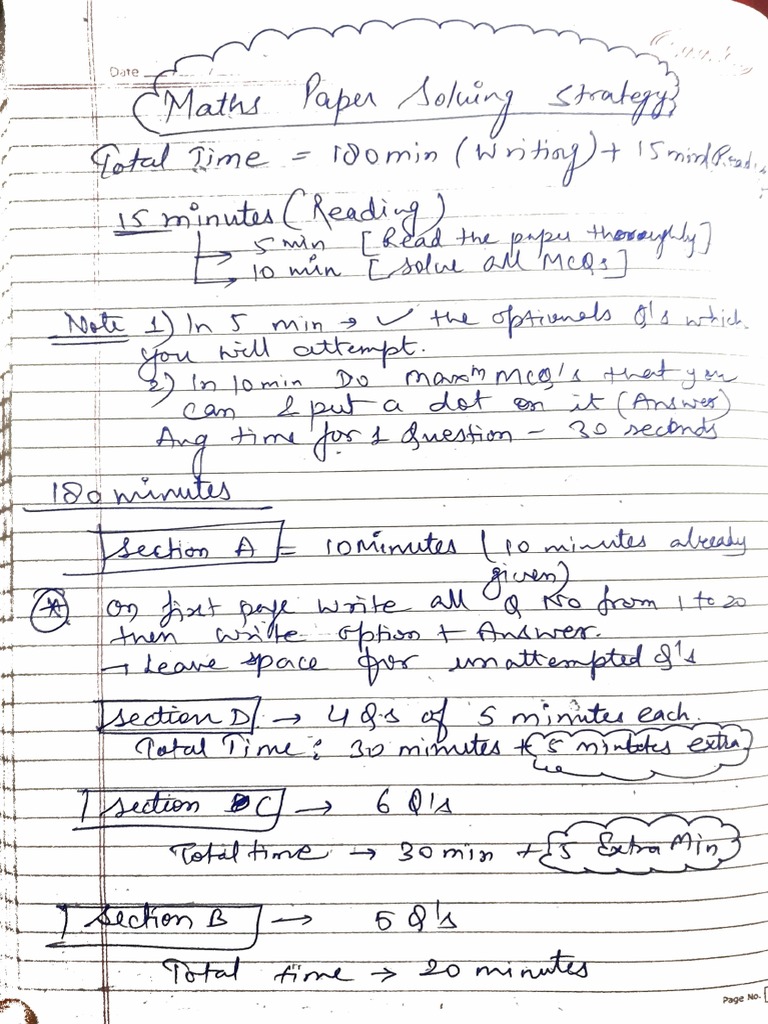 Class 10 Maths Paper Solving Strategy | PDF