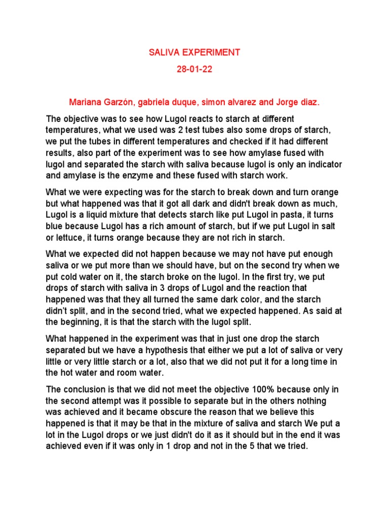 Analysis of Saliva Experiment PDF