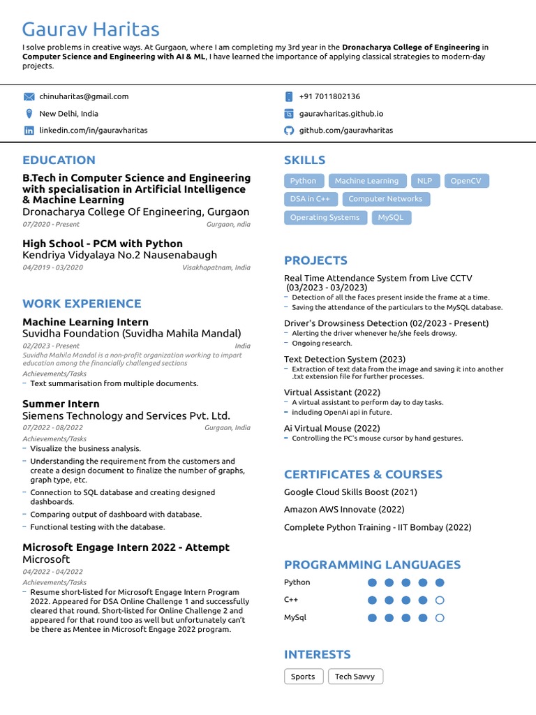 Gaurav Haritas: AI & ML Student Profile | PDF | Art | Computers
