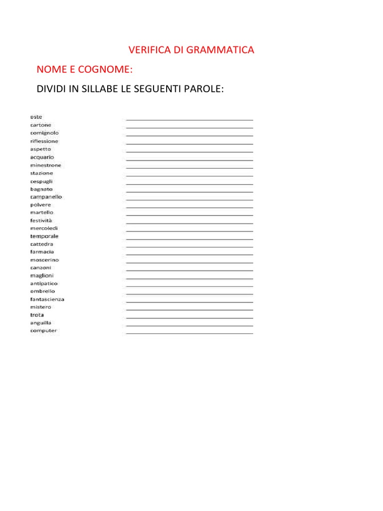 Verifica Di Grammatica | PDF