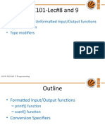 Lecture 8 and 9formatted - Unformatted - Functions - Type - Conversion - Type Modifiers