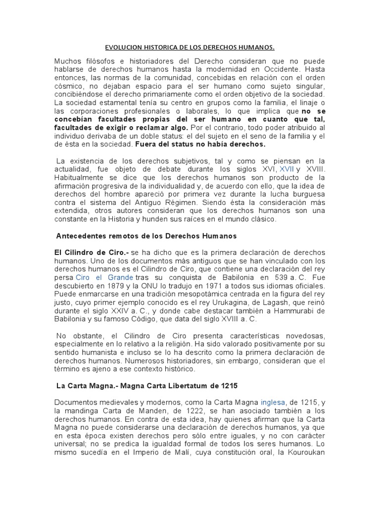 Historia de los Derechos Humanos | PDF | Derechos humanos | Derechos