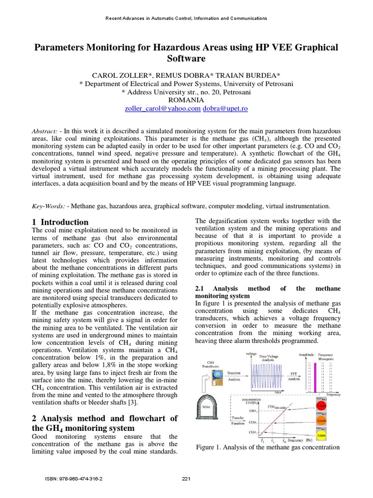 Parameters Monitoring For Hazardous Area PDF Simulation Methane