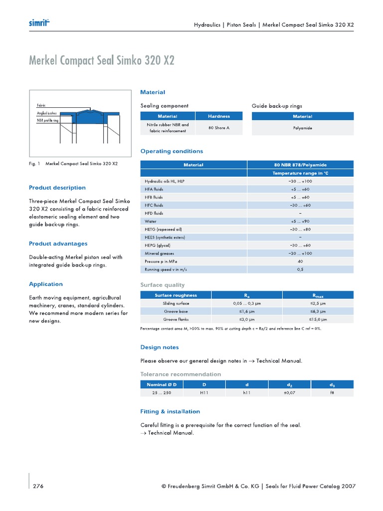 Seals For Fluid Power - Hydraulics - Merkel-Compact-Seal-Simko-320-X2 ...